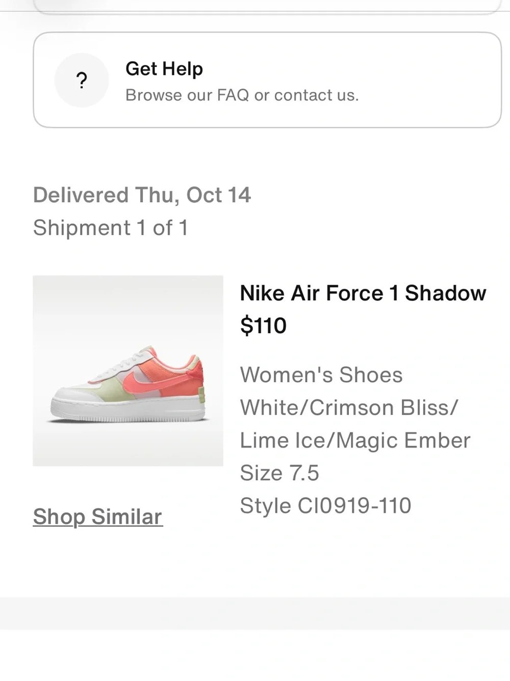 NIKE Women’s Air Force 1 Shadow ‘White Magic Ember’